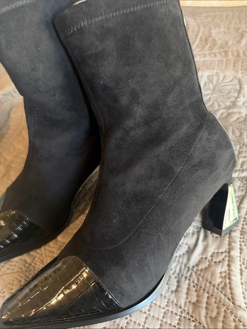 Black Suede Pointed Toe Ankle Boots